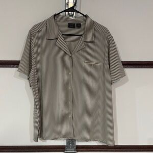 Laura Scott Black and White Pinstripe Blouse